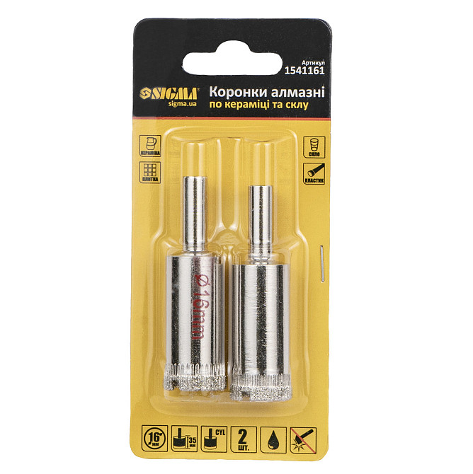Коронки алмазні кераміки та скла Ø16 мм (КРАТНО 2шт) SIGMA (1541161) Київ - фото 6