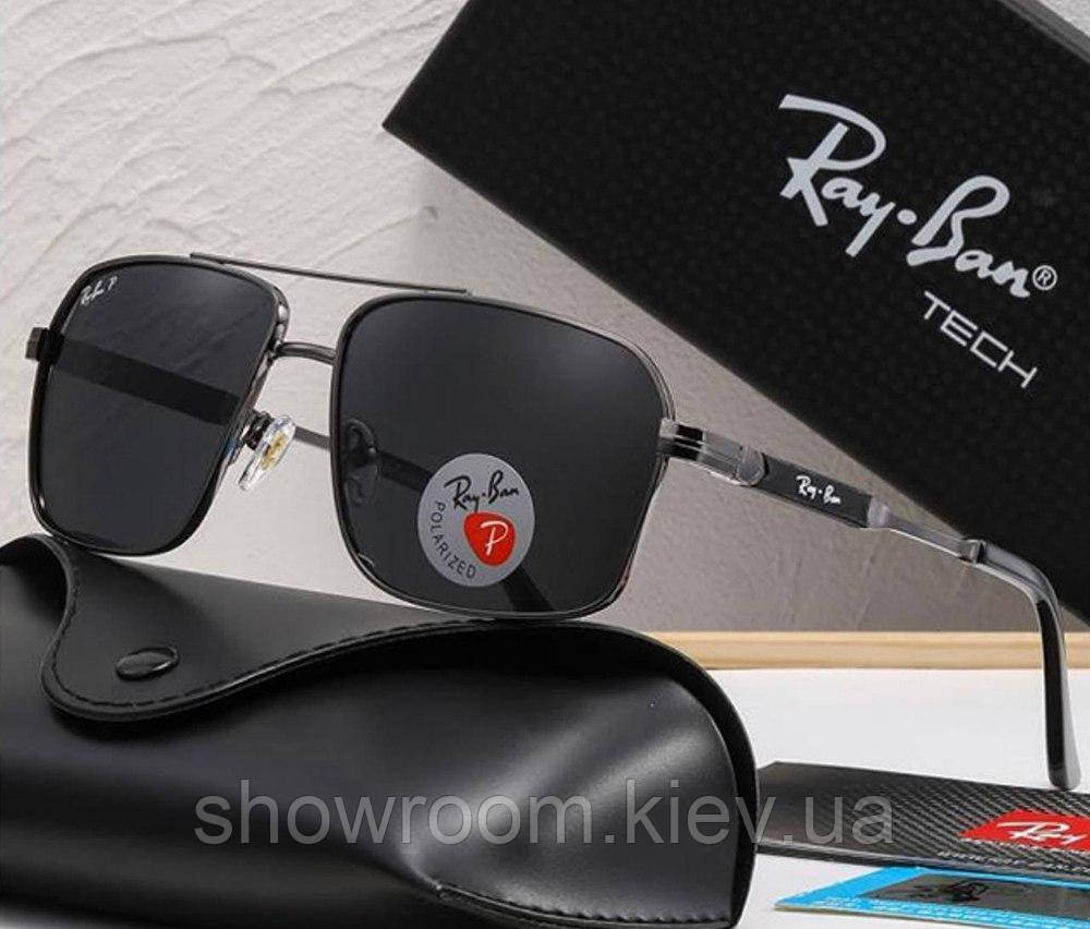 Солнцезащитные брендовые очки Ray Ban (58548) polaroid серебряные Киев - изображение 1