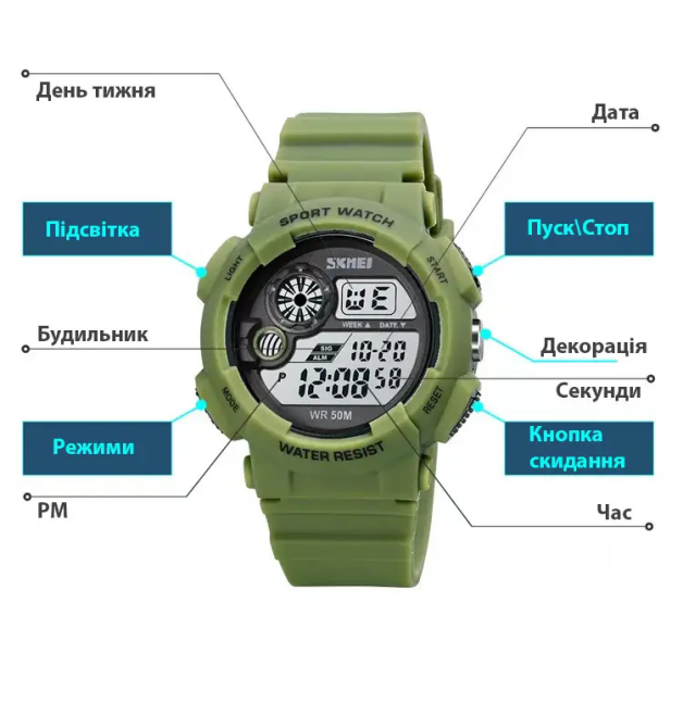 Мужские наручные часы Skmei 1718 (Зеленый) Винница - изображение 6