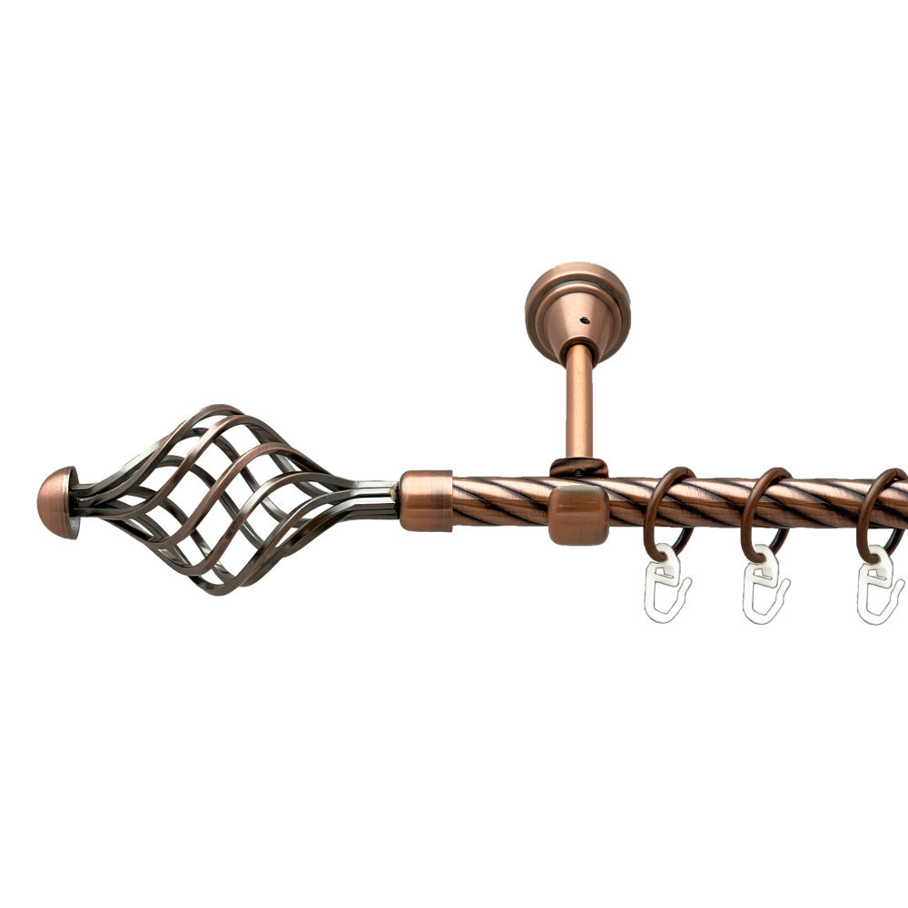 Карниз Orvit Арезо металевий однорядний відкритий скручена труба кільце металеве Мідь 16 мм 200 см (00-00025121) Львів - фото 1