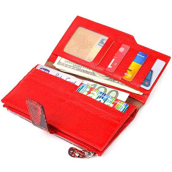 Функціональний жіночий гаманець з натуральної шкіри з тисненням під змію CANPELLINI 21638 Різнокольоровий Київ