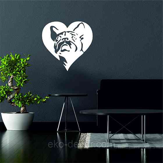 Декоративне настінне Панно «Французький  бульдог», Декор на стіну 110*84 см, Білий Київ