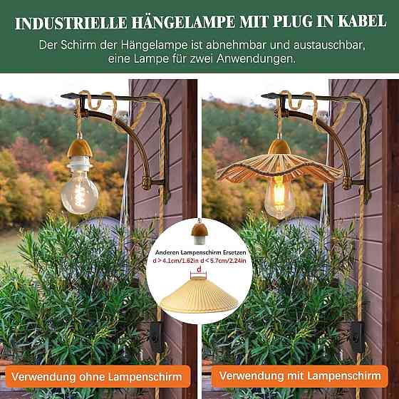 Подвесной светильник из конопляного каната E27 с выключателем и вилкой кабель 510 см для деревенского стиля Киев