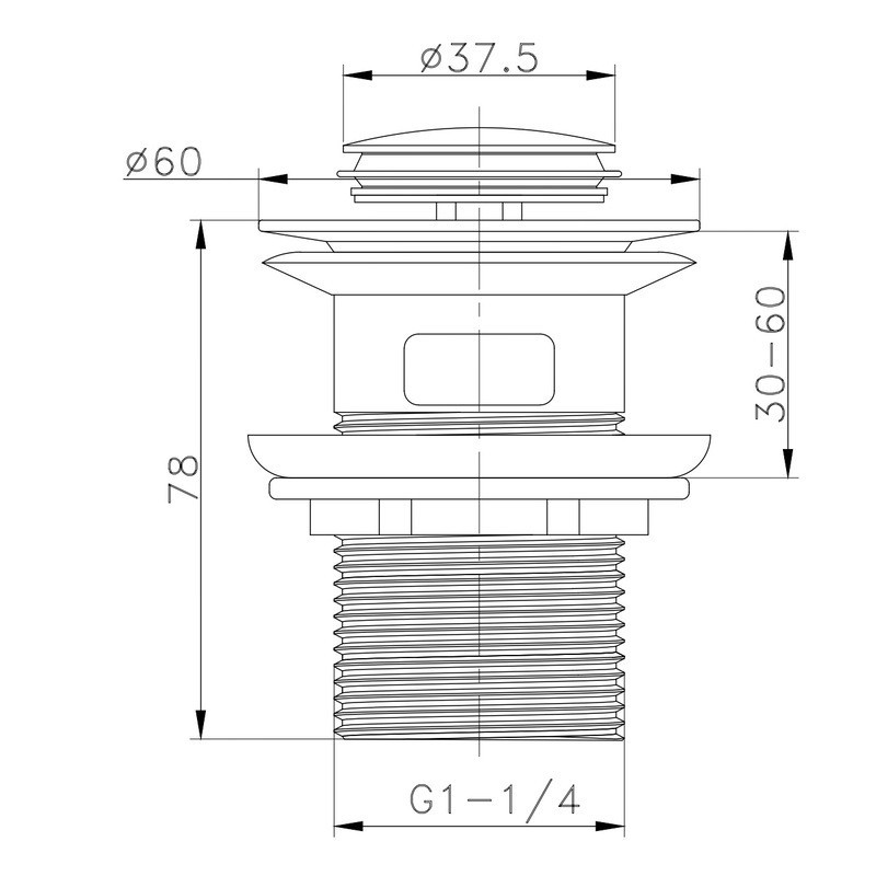 Донный клапан для раковины Zerix BV-05 1 1/4'' с переливом автоматический СLICK-СLACK (Цвет хром) (ZX6022) Киев - изображение 6
