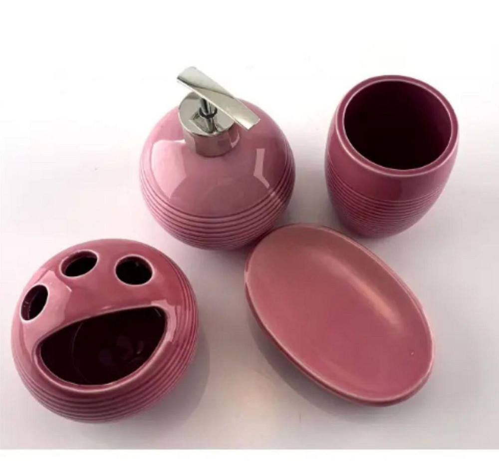 Набір аксесуарів для ванної керамічний рожевий Київ - фото 4