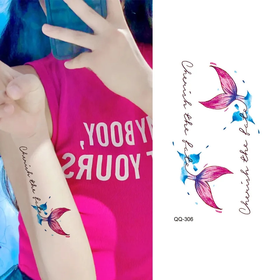 Тату наклейки для дітей рибки та написи 10 на 6 см різнобарвний Київ - фото 1