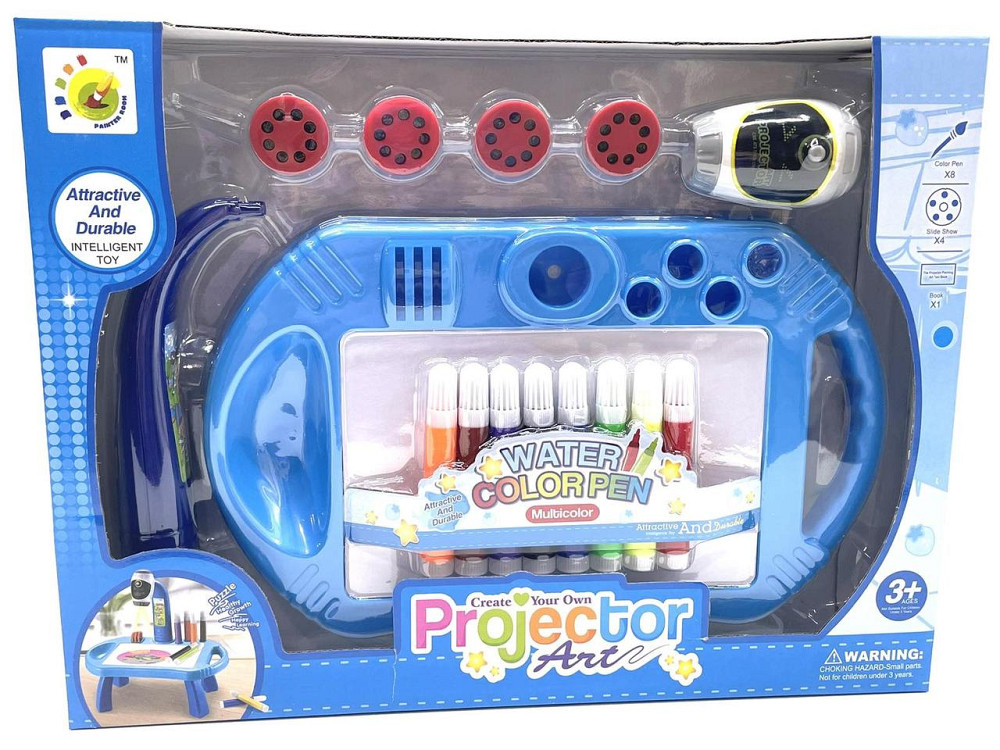 Столик для малювання з проектором 4 диски з картинками фломастери 8 штук Блакитний (22088-17AB) Чернигов - изображение 6