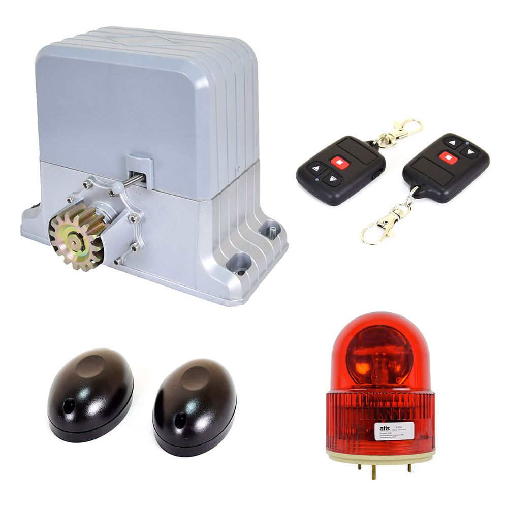 Комплект автоматики для відкатних воріт вагою до 1800 кг Weilai DGY1800Pro kit з сигнальною лампою і ІЧ-бар'єром Киев - изображение 1