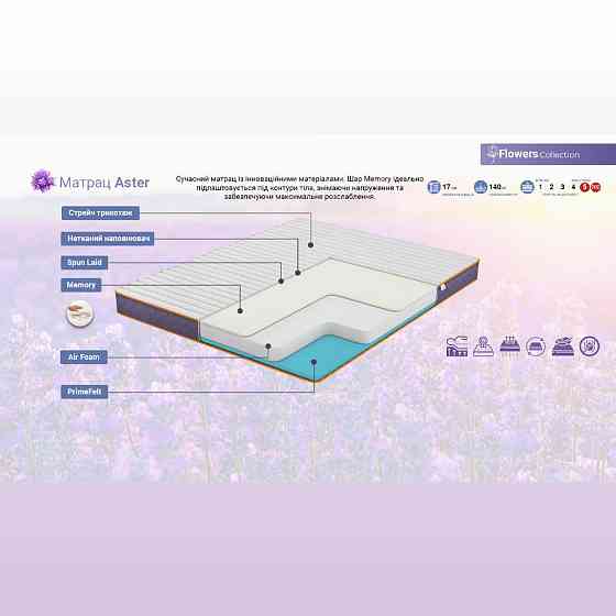 Ортопедичний матрац TM Family Sleep Aster/Астер Flowers Collection 200х220 Харків