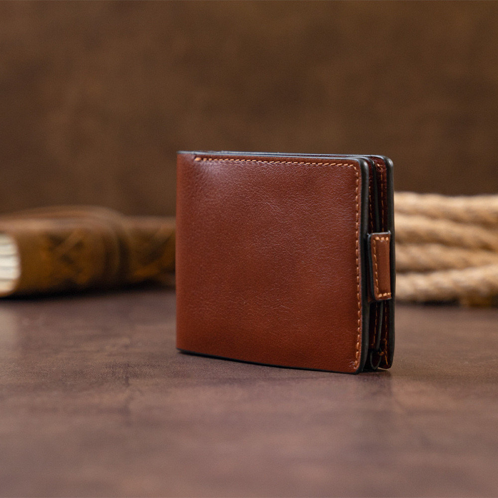 Портмоне горизонтальное Amico на магните на два отделения GRANDE PELLE 11322 Коньячное Киев - изображение 4