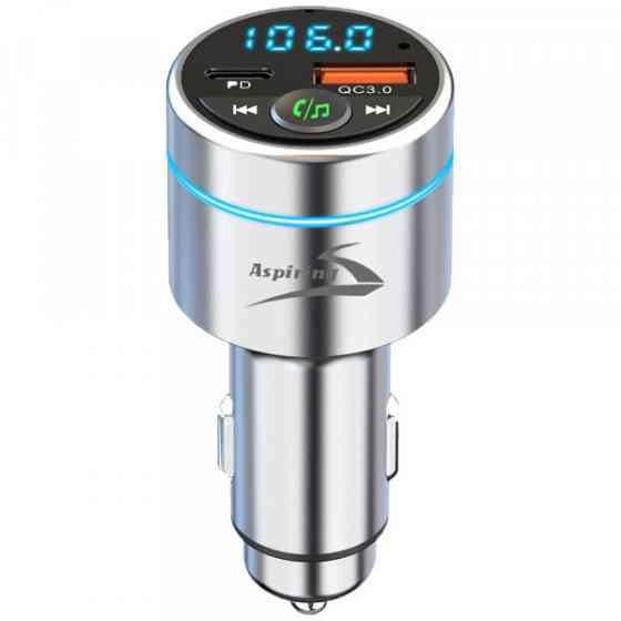 Автомобільний FM-трансміттер Aspiring Wave 5 PD 20W LED/Bluetooth/MicroSD/DSP/QC3.0 Metal case (WV654712) Киев