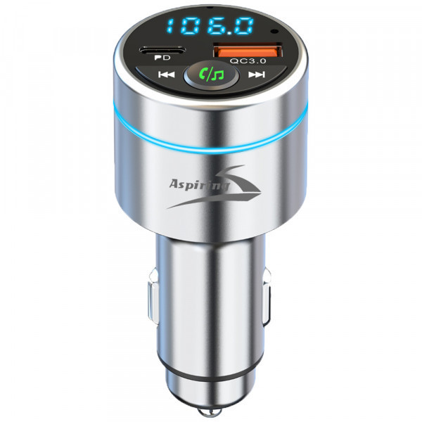 Автомобільний FM-трансміттер Aspiring Wave 5 PD 20W LED/Bluetooth/MicroSD/DSP/QC3.0 Metal case (WV654712) Киев - изображение 1