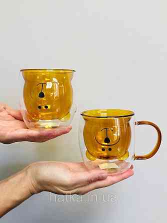 Піала без ручки чашка подвійне скло Olens "Янтарний Умка" 250 мл бурштиновий Київ