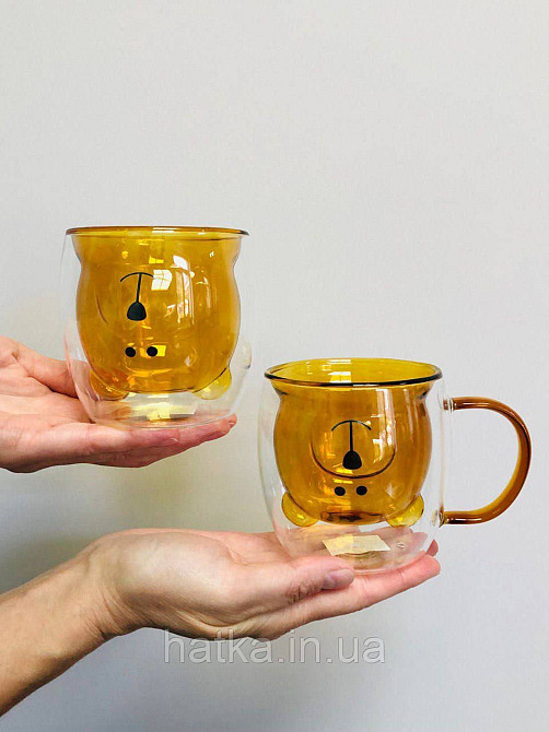 Піала без ручки чашка подвійне скло Olens "Янтарний Умка" 250 мл бурштиновий Київ - фото 4
