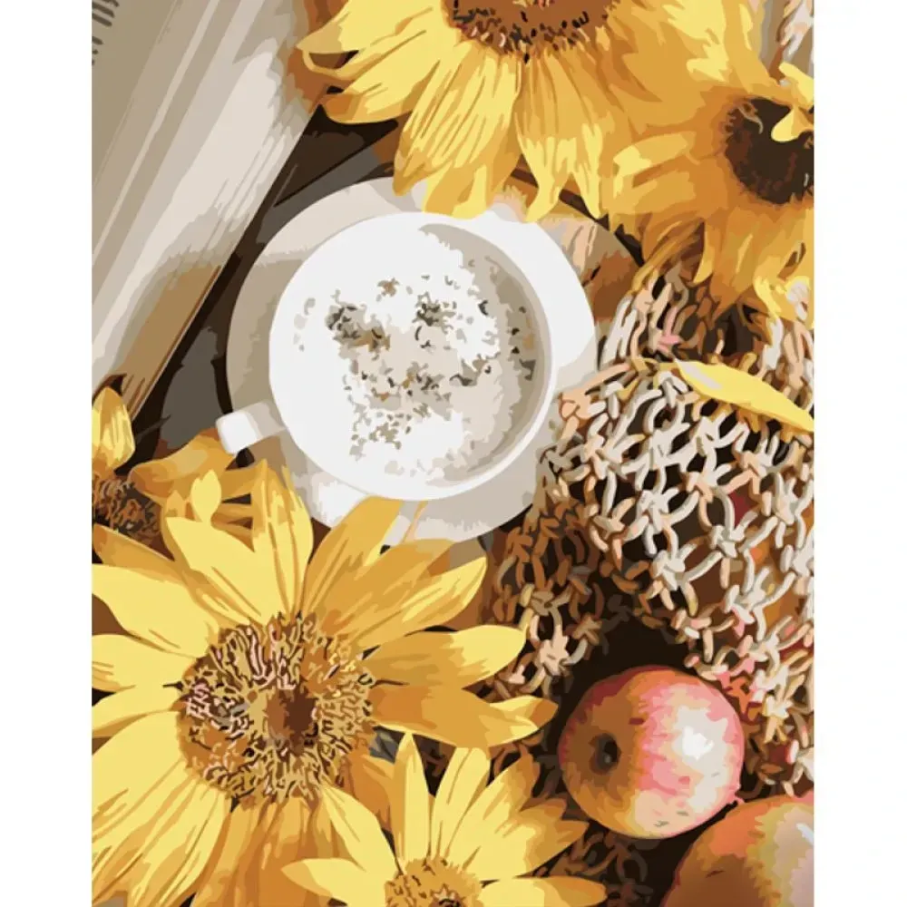 Набір для розпису по номерах Напій біля соняшників Strateg розміром 40х50 см (GS1360), шт Киев - изображение 1