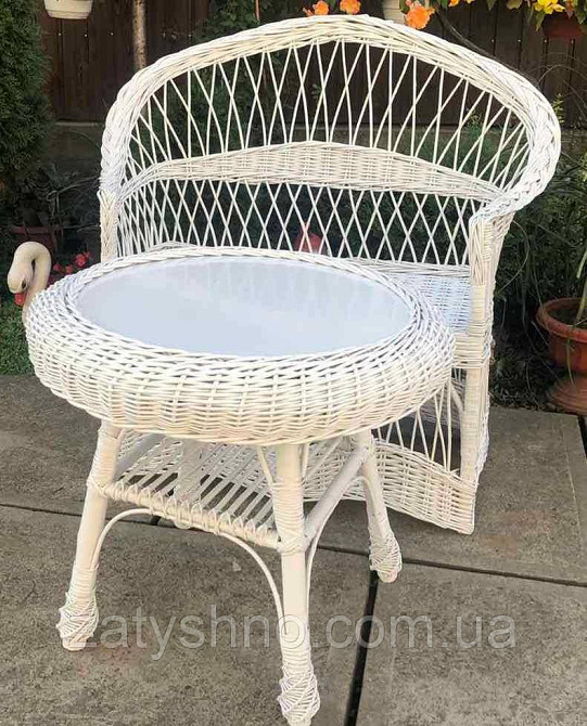 Диван и стол плетеный |Мебель из лозы  диваном |мебель плетеная белая со столом журнальным Киев - изображение 4
