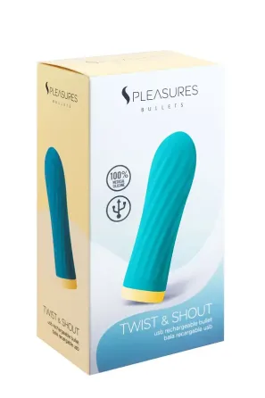 Віброкуля S Pleasures Bullets Twist & Shout Turquoise, бірюзова, ребриста поверхня, 10 режимів Львів