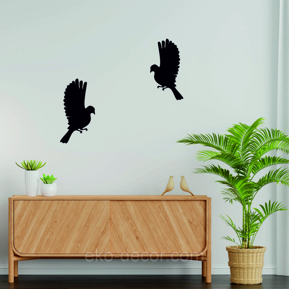 Декоративное настенное Панно «Птичка» Декор на стену(цена за 1шт) 30*16 см, Черный Киев - изображение 2