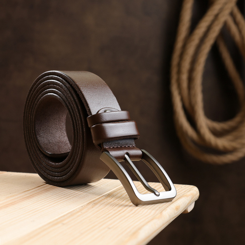 Стильний шкіряний чоловічий ремінь батал Vintage 20713 Коричневий Київ - фото 8