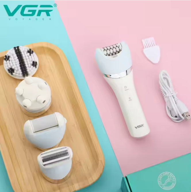 Акумуляторний жіночий епілятор VGR V-703 з триммером для видалення волосся на тілі, масажу та пілінгу Одеса - фото 7