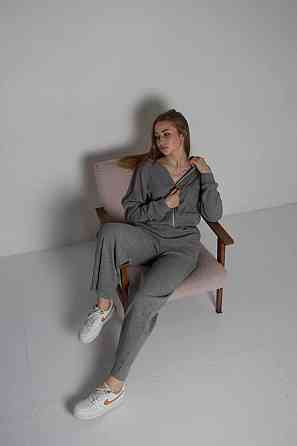 Женский стильный повседневный костюм двойка рубчик Серый Одесса