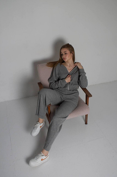 Жіночий стильний повсякденний костюм-двійка рубчик Сірий Одеса - фото 5