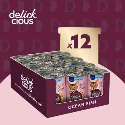 Влажный корм для кошек Delickcious Напиток с океанической рыбой 140 г (4820269141537) Винница