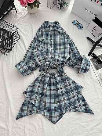 Женский стильный оверсайз костюм в фланель клеточку. Одесса
