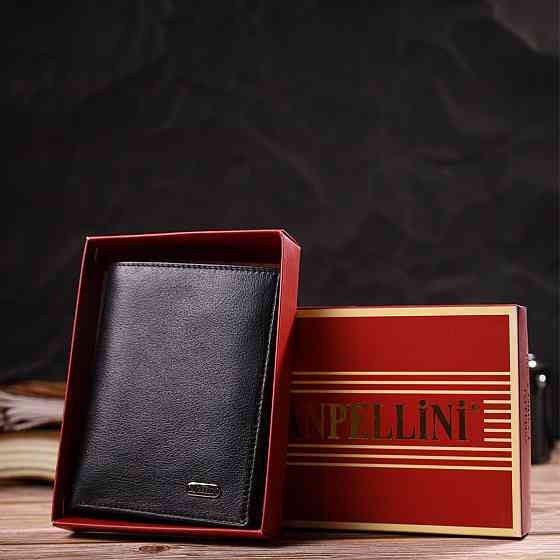 Чоловічий гаманець вертикального формату з натуральної шкіри CANPELLINI 21753 Чорний Київ