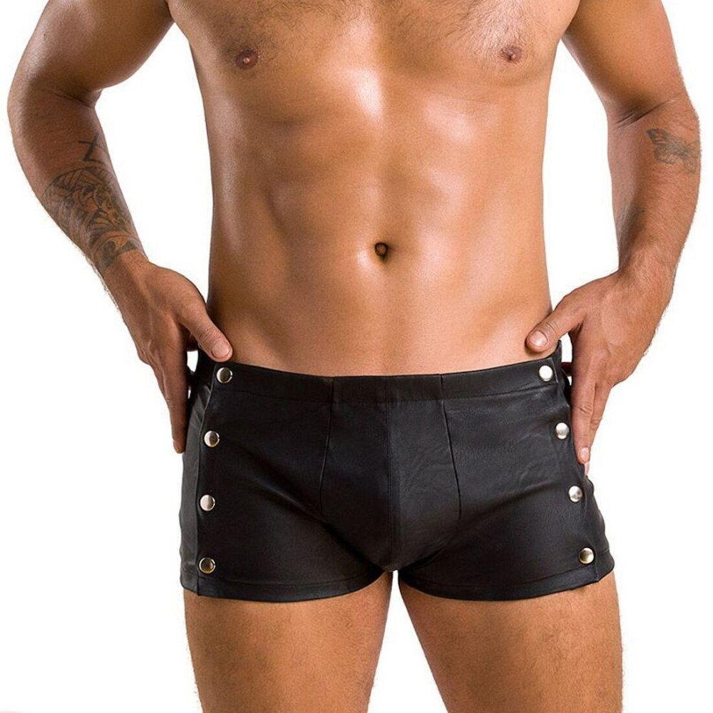 Мужские кожаные боксеры с заклепками Passion 048 SHORT DAVID XXL/XXXL Black Sex Aura Киев - изображение 1