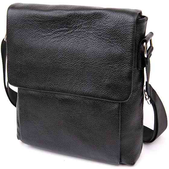 Сумка мужская классическая с клапаном Черная (Vintage) Киев