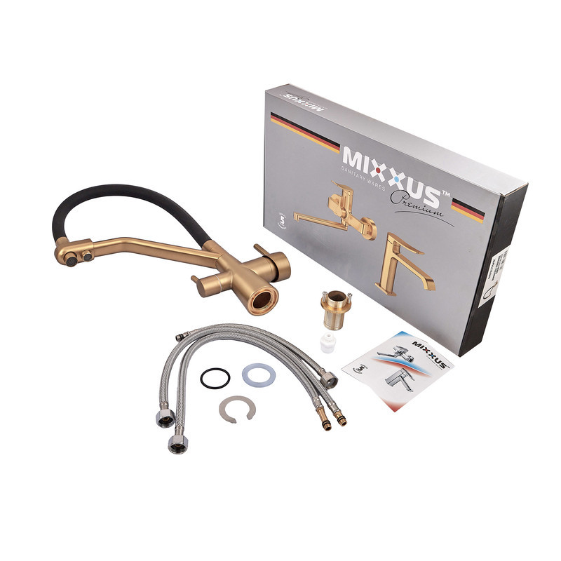 Змішувач для кухні Mixxus Premium Senna 021 Brushed Gold Refl.Black з виходом для питної води (MP6722) ( 26718 ) Харьков - изображение 7