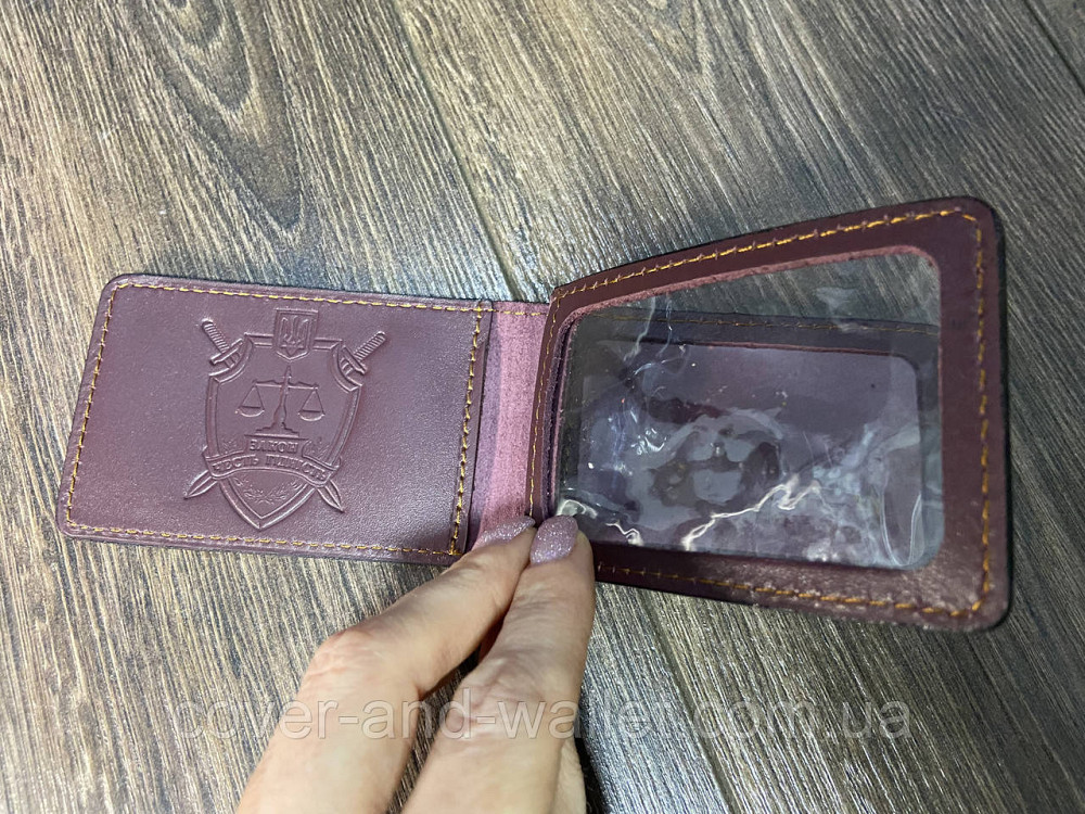 Шкіряна обкладинка на посвідчення Прокуратура України з додатковим клапаном Київ - фото 4