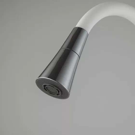 Смеситель для кухни Frap F4044-8 с гибким изливом, 2 режима, белый/хром Киев