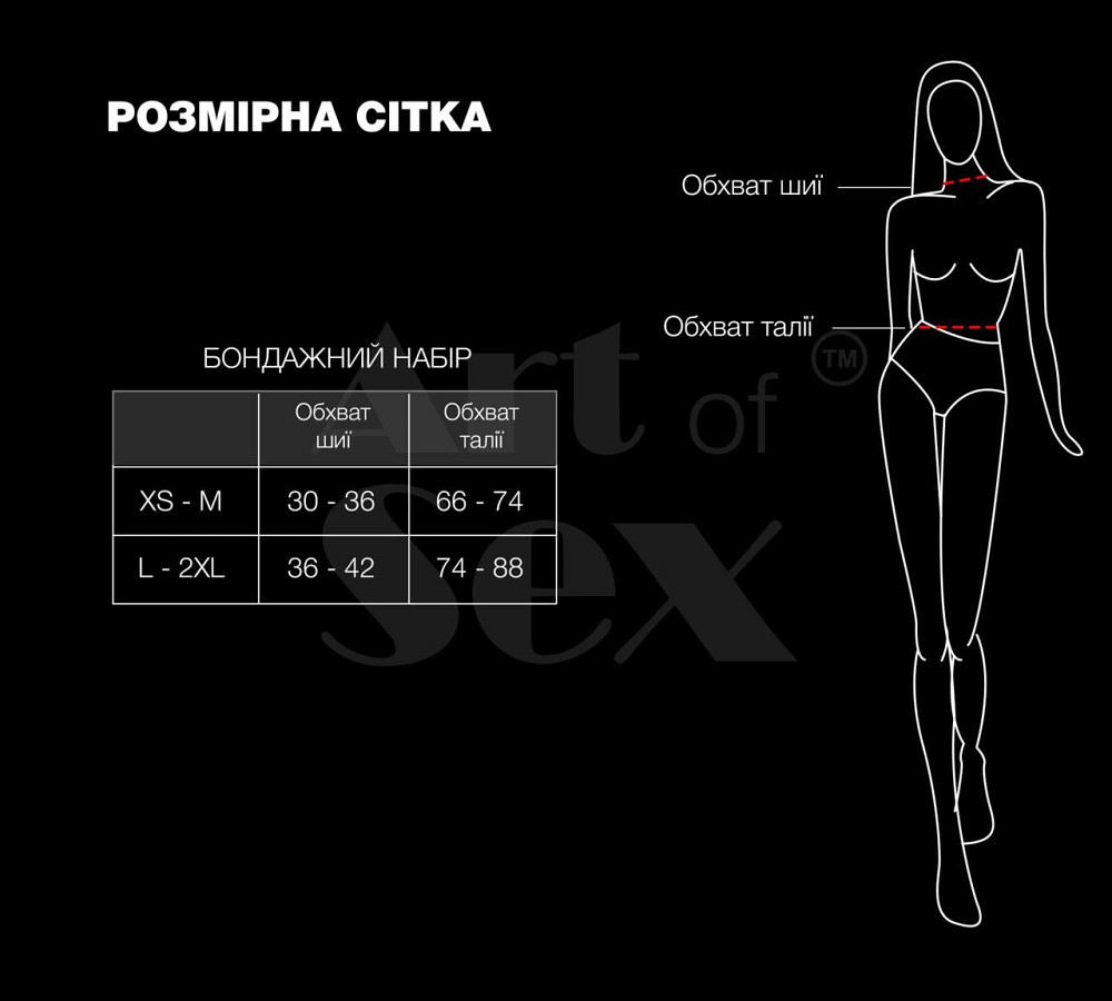 Бондажний набір Art of Sex – Shandy L-2XL, екошкіра, чорний Sex Aura Київ - фото 4