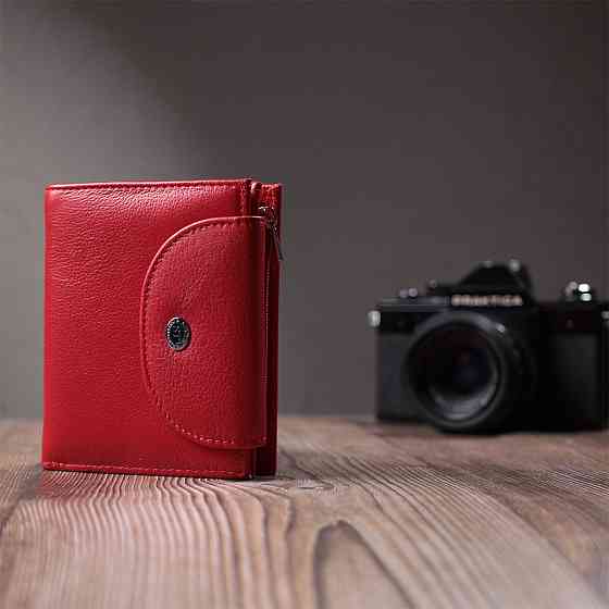 Яркий женский кошелек с монетницей из натуральной кожи ST Leather 22712 Красный Киев