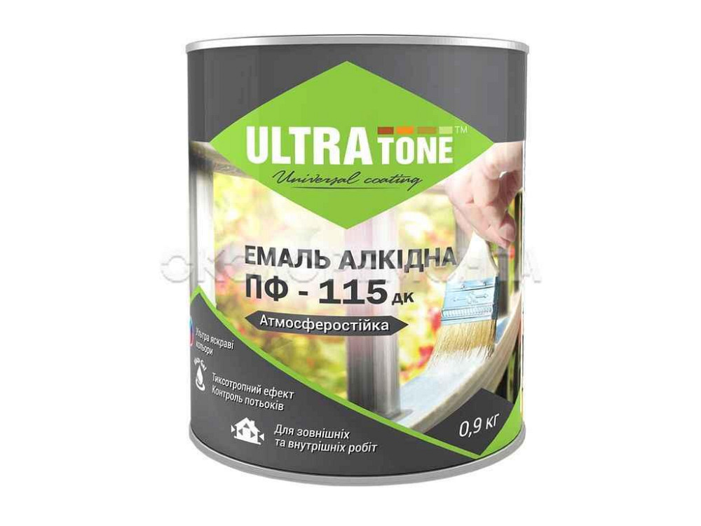 Емаль алкідна ПФ-115 смарагдовий 0,9кг ТМ ULTRA TONE Київ - фото 1