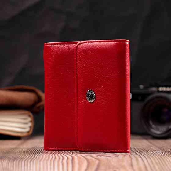 Яскравий жіночий гаманець із монетницею із натуральної шкіри ST Leather 19482 Червоний Київ