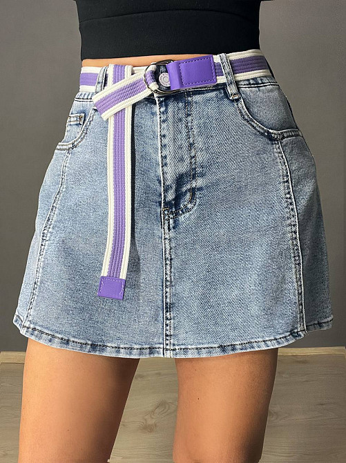 Шорти спідниця жіночі джинсові Vanver 8097 з поясом короткі блакитні, блакитний, 27, 27, 77 см, 105 см Київ - фото 7