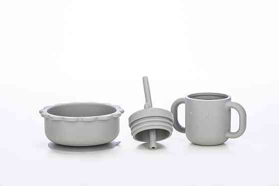 Силіконова миска дитяча FreeOn  Bear, grey Киев