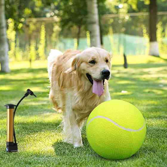 Великий тенісний м’яч 24 см з насосом у комплекті — іграшка для собак і дітей, для активного відпочинку на природі Київ