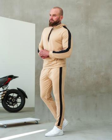 Костюм спортивний чоловічий лампаси весна Бежевийево-Чорний М Харків