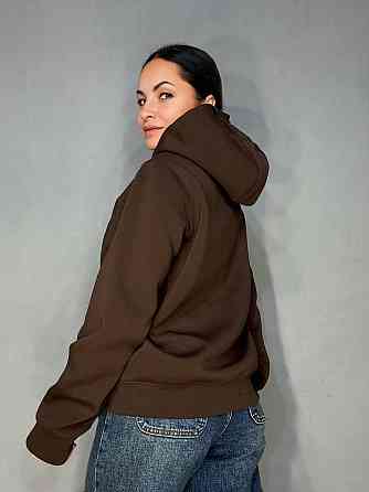 Худи женское A-N 30077 с капюшоном и ажурной вышивкой коричневое, коричневый, L Киев