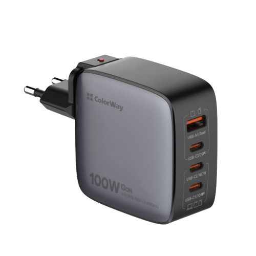 Зарядний пристрій мережевий USB/3Type-C PD 100W чорний GaN ColorWay Житомир