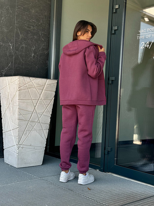 Теплый спортивный костюм женский на змейке Бордовый 50/52 Харьков - изображение 7