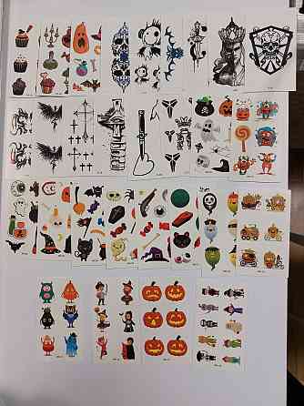 Тимчасові тату Хелловін одноразові 30 штук 10 на 6 см різнобарвний Київ