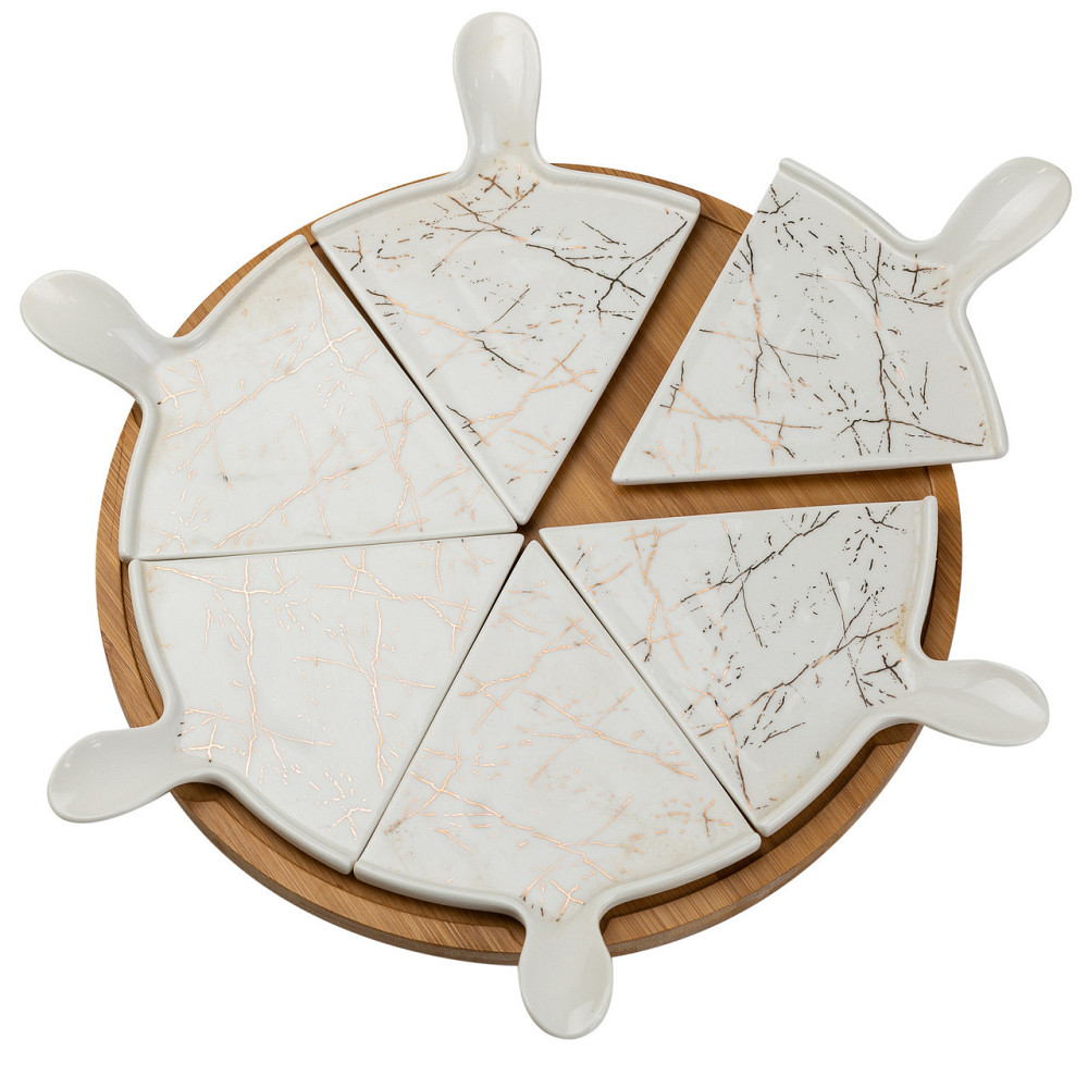 Тарілка для піци 28 см з бамбуковою підставкою Київ - фото 2