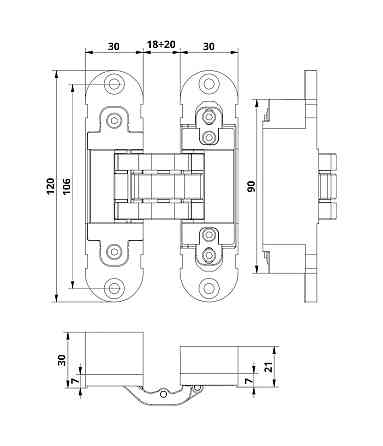 Петля скрытая Otlav Invisacta универс.30x120 с колпачками, Золото Киев