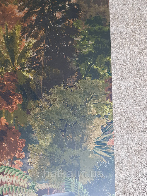 Шпалери вінілові Grandeco One roll one motif 1.59x2.8 панно-лесонню дерева зелені теракотові жовтогарячі Київ - фото 2