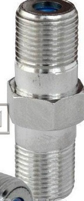 Переходник антенный гнездо F - гнездо F (USA), с гайкой, длина 27мм, медный Полтава - изображение 1